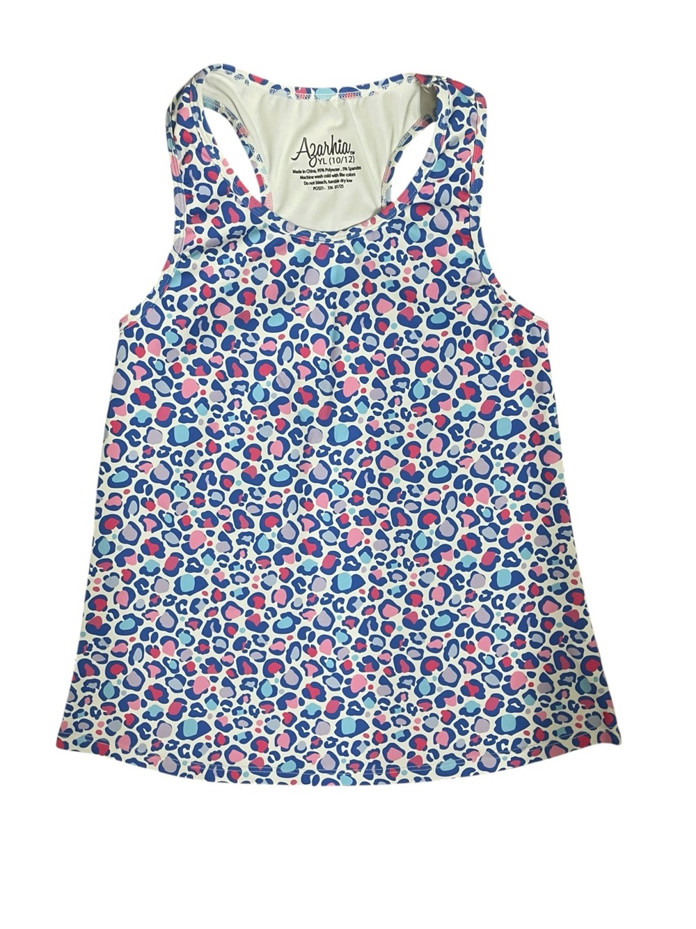 Azarhia Girls YL 10/12 Colorful Neon Leopard Print Tankini Swimsuit Top ONLY